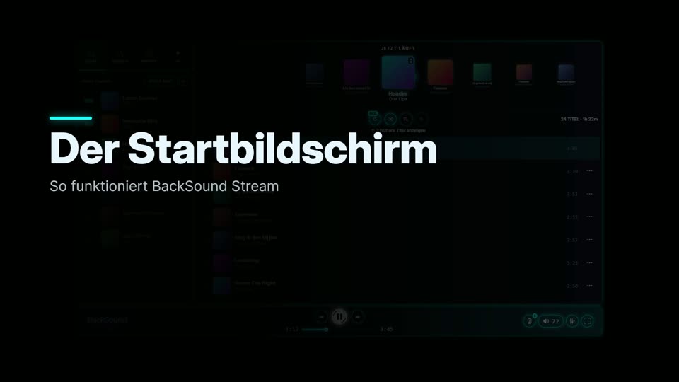 So funktioniert der Startbildschirm von BackSound Stream