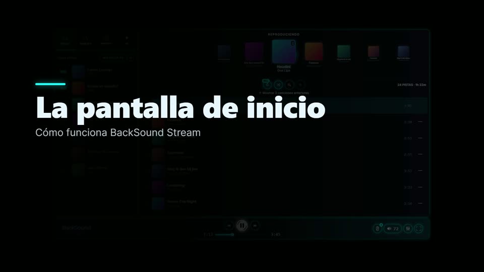 Cómo funciona la pantalla de inicio de BackSound Stream