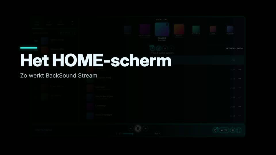Zo werkt het HOME-scherm van BackSound Stream