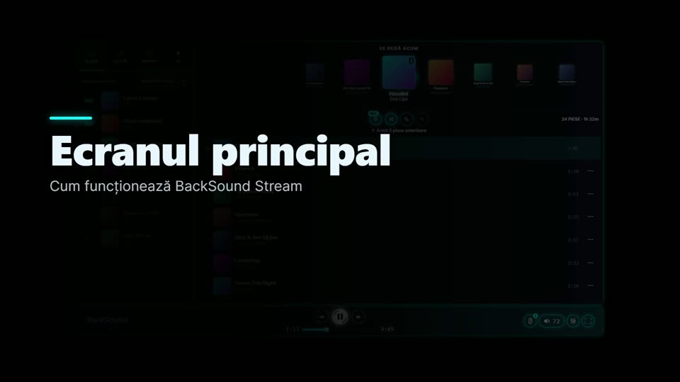 Cum funcționează ecranul principal din BackSound Stream